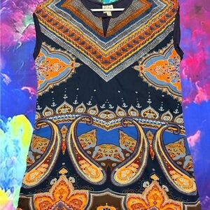 Colorful Paisley Sleeveless Top by Como Vintage